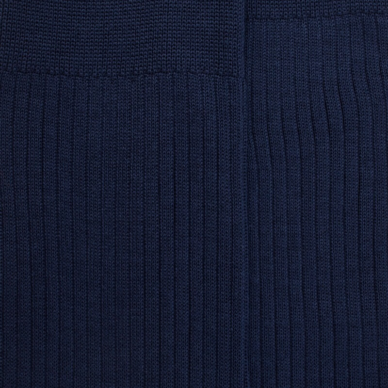 Herenkniekousen van Dore Dore in matelotblauw Schots garen met ribbels