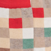 Katoenen schaaksokken voor kinderen - Beige Grège & Rouge Ponceau