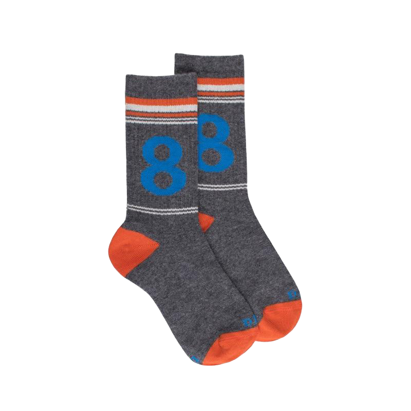 Number 8 Cotton Fancy Socks - Grijs