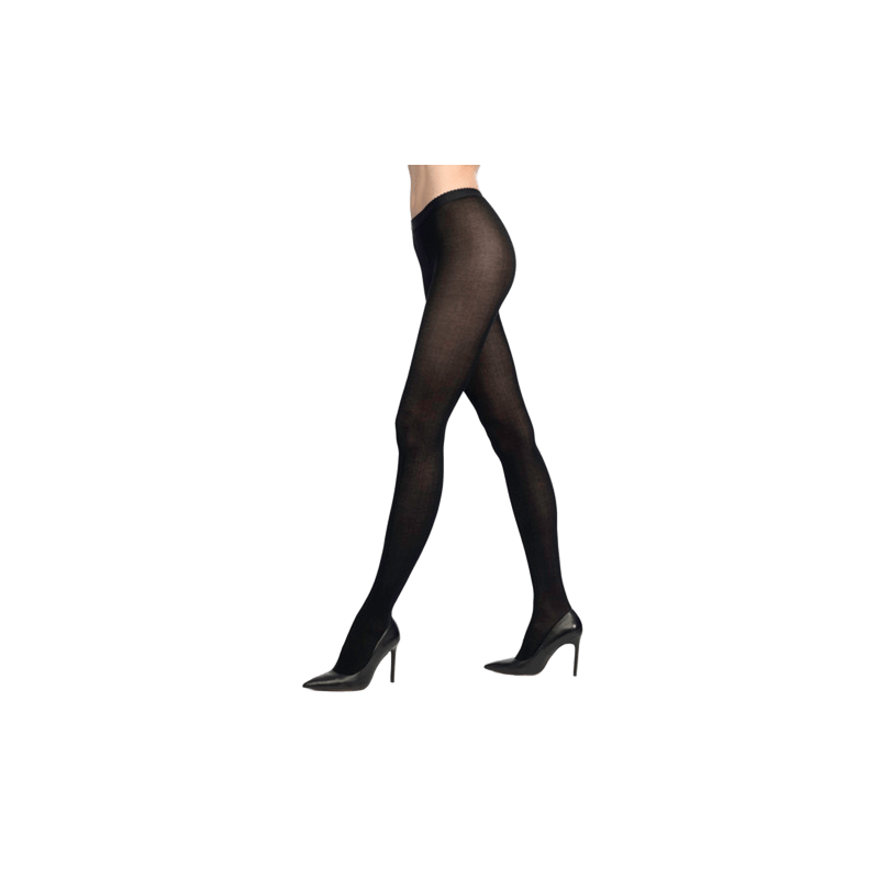 Effen katoenen panty - Zwart