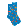 Korte kindersokken van lisle met gekleurd vispatroon - Blauw | Doré Doré