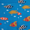 Korte kindersokken van lisle met gekleurd vispatroon - Blauw | Doré Doré
