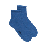 Effen katoenen terry korte herensokken - Licht denimblauw | Doré Doré