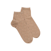 Korte damessokken in meerkleurig liségaren met stippenpatroon - Zand Beige | Doré Doré