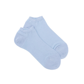 Korte damessokken met effen microneteffect - Golf blauw | Doré Doré