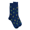Korte herensokken in lisle met cactusmotief - Zeilboot Blauw
