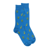 Korte herensokken in lisle met cactusmotief - Bassin Blauw