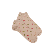 Korte herensokken van pepers met lislemotief - Beige Grège | Doré Doré