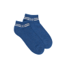 Effen katoenen badstof damessokken met strepen en glanzend logo-effect - Licht denimblauw