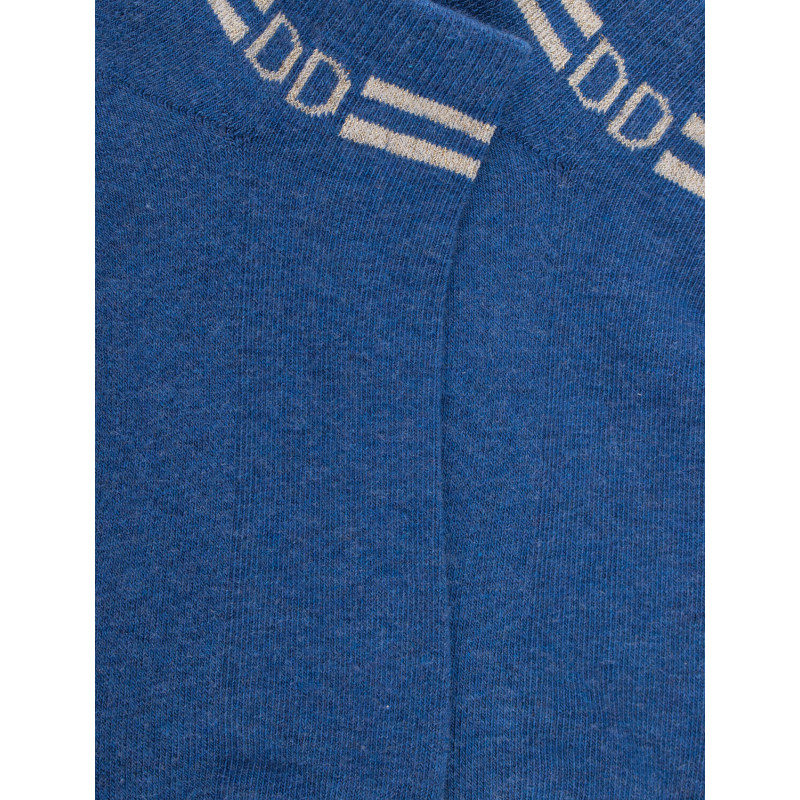 Effen katoenen badstof damessokken met strepen en glanzend logo-effect - Licht denimblauw | Doré Doré