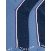 Korte sokken in katoenen badstof met kleurblokpatroon voor dames - Macadam blauw | Doré Doré
