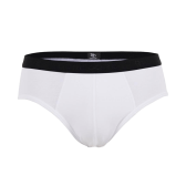 Ondergoed slip voor mannen in effen stretch katoen met elastische band met logo - Wit | Doré Doré