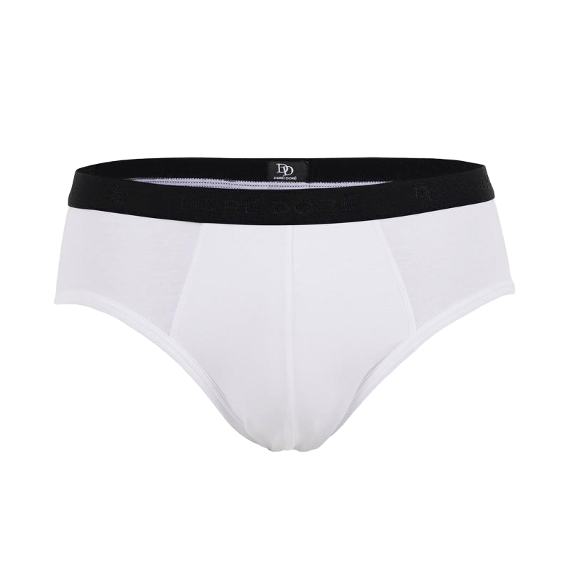 Ondergoed slip voor mannen in effen stretch katoen met elastische band met logo - Wit | Doré Doré