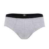 Ondergoed slip voor mannen in effen gemêleerd stretch katoen met elastische band met logo - Rotsachtig grijs | Doré Doré