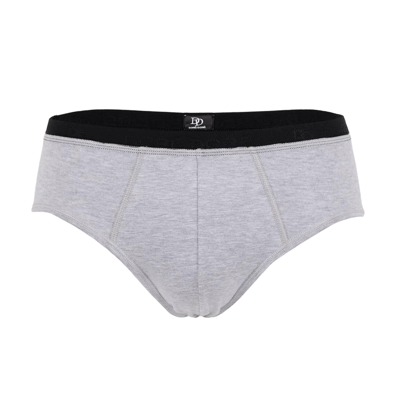 Ondergoed slip voor mannen in effen gemêleerd stretch katoen met elastische band met logo - Rotsachtig grijs | Doré Doré