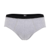 Ondergoed slip voor mannen in effen gemêleerd stretch katoen met elastische band met logo - Rotsachtig grijs | Doré Doré
