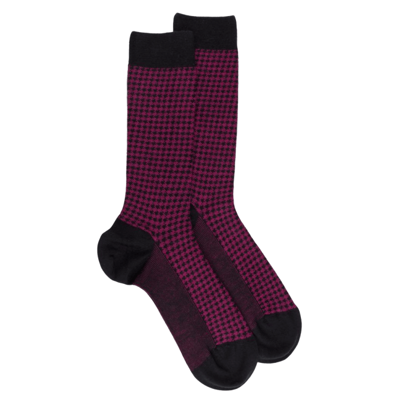 Houndstooth wollen sokken - Zwart