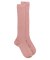 Roze geribbelde hoge sokken van zacht katoen voor kinderen