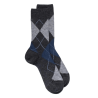 wollen jacquard sokken met ruiten - houtskool, lichtgrijs en blauw