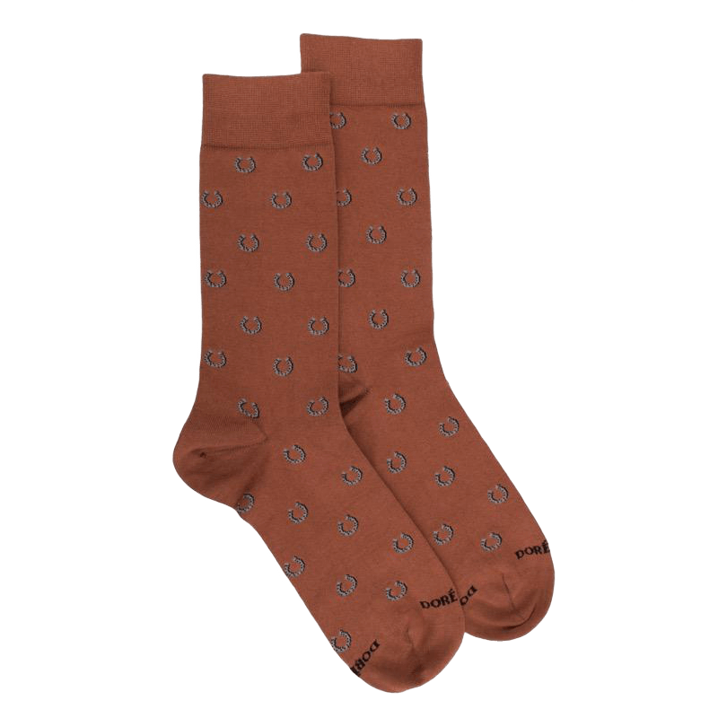 Katoenen herensokken met hoefijzerdesign - Oranje eekhoorn | Doré Doré