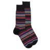 Multicoloured fijngestreepte merinoswollen sokken - Zwart & sangria rood