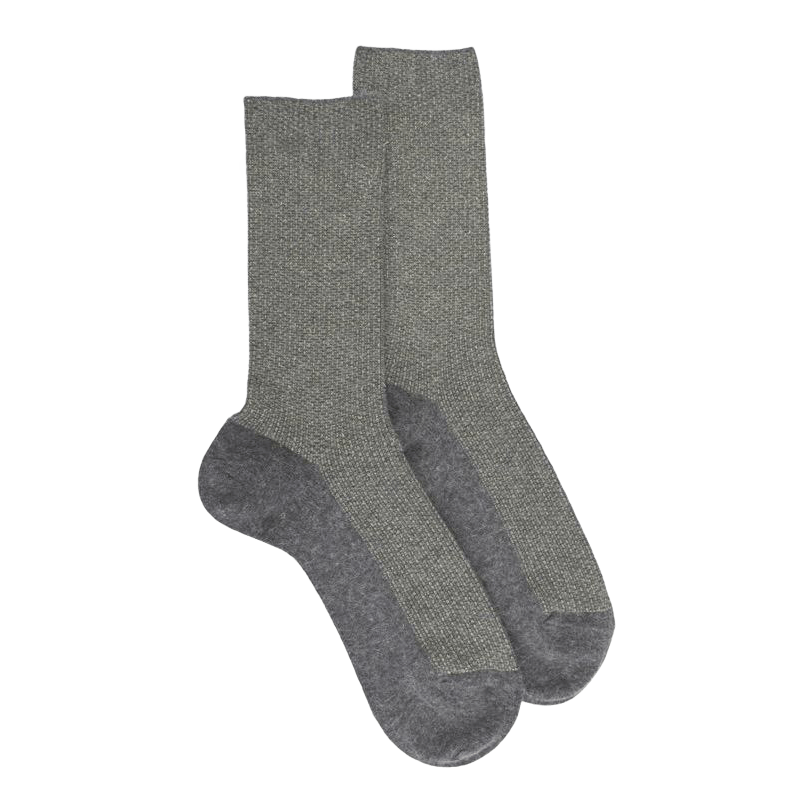 Wollen en angora damessokken zonder elastische boord - Grijs & cameleon | Doré Doré