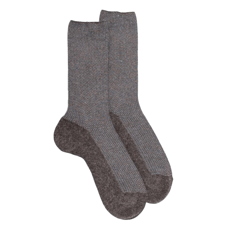Wollen en angora damessokken zonder elastische boord - Ant brown & macadam blue | Doré Doré