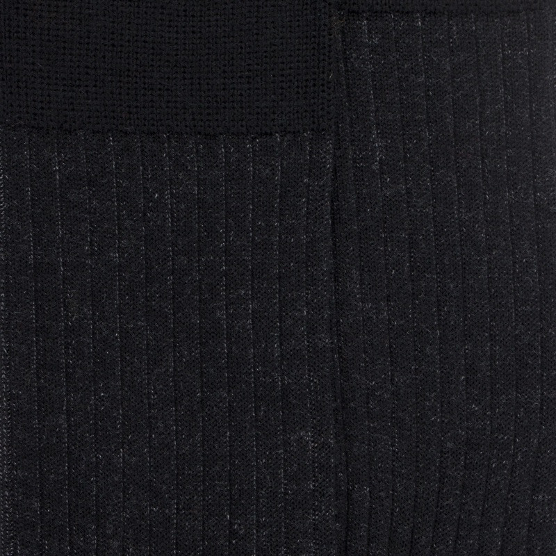 Geribde wollen sokken - Tweekleurig zwart en grijs