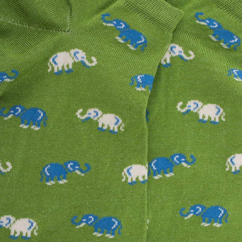 Katoenen herensokken met olifantenprint - Landelijk groen
