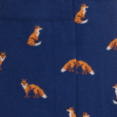 Katoenen herensokken met vossenmotief - Bleu Voilier | Doré Doré
