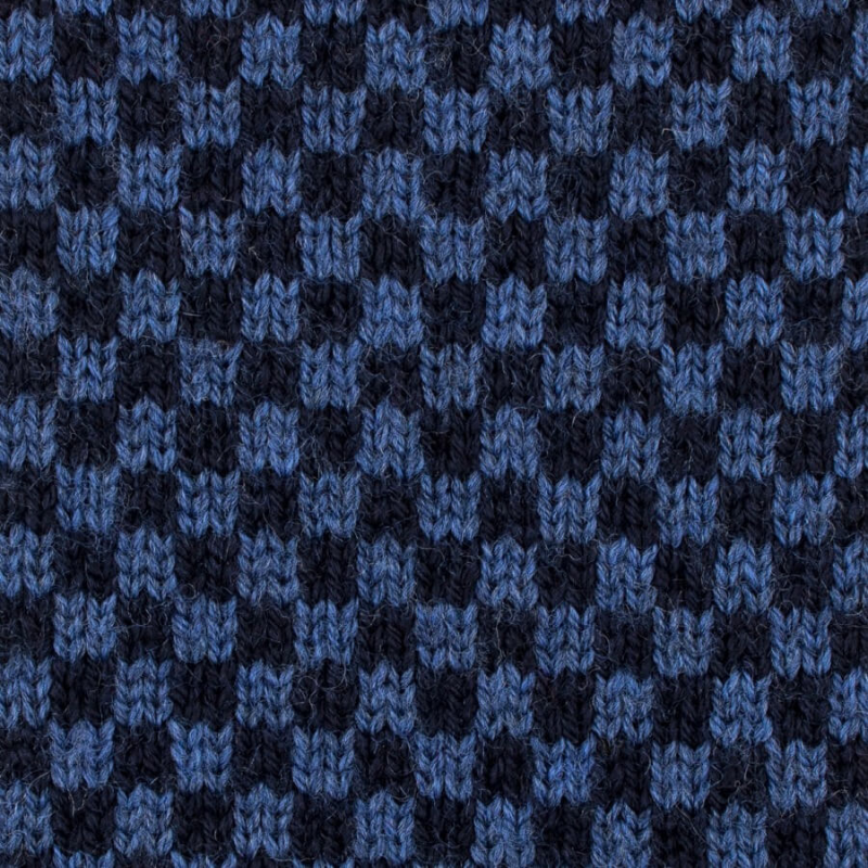 Geruite sjaal van 100% merinoswol - marineblauw