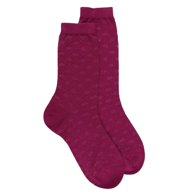 Wollen sokken met opengewerkte ruiten -Litchi