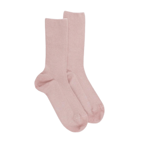 Geribde damessokken zonder elastische boord - Pink Praline