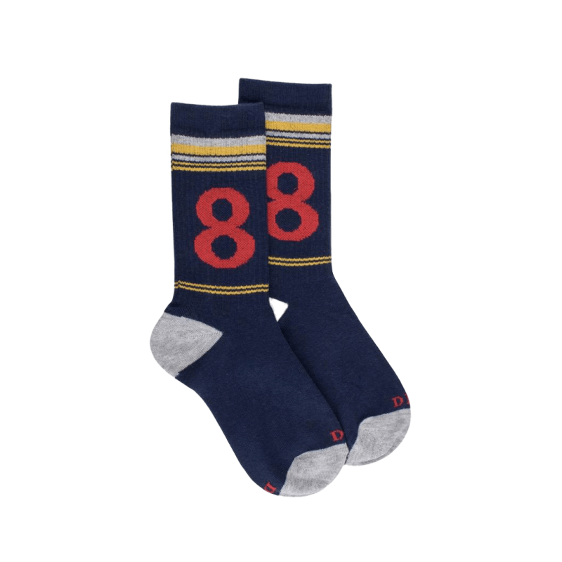 Number 8 Cotton Fancy Socks - Blauw