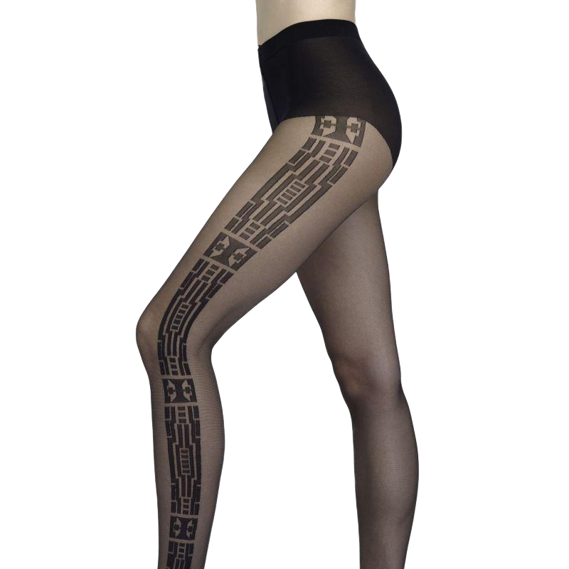 Tribal panty - 20 denier - Zwart