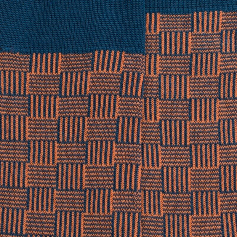 Herensokken van geweven Schots garen met vierkant patroon - Blauw | Doré Doré