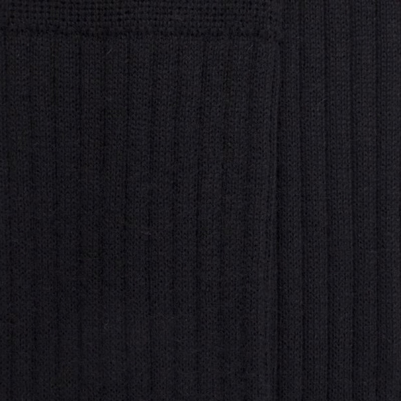 Set van 7 paar Heren Merino Wol Geribde Kniehoogtes - Zwart