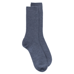 Dikke merinowollen sokken - Denimblauw