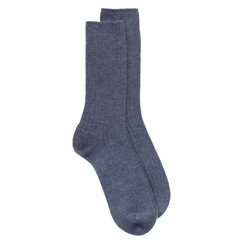 Dikke merinowollen sokken - Denimblauw