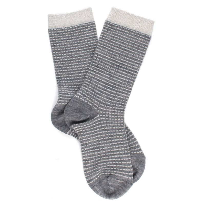 Merino wollen sokken met glanzend lurex effect - Grijs