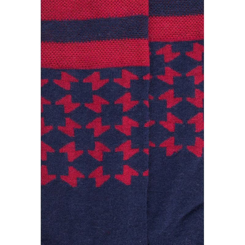 Wollen sokken met geometrisch patroon - Rood en blauw