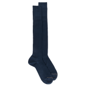 Dore Dore herenkniekousen in geribd blauw Schots garen