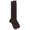 Kniekousen voor heren in zuiver geribd ruitjesgaren - Chocoladebruin