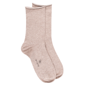 Zachte katoenen damessokken met rolrand - Beige