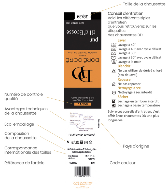 Etiquette de chaussette DD